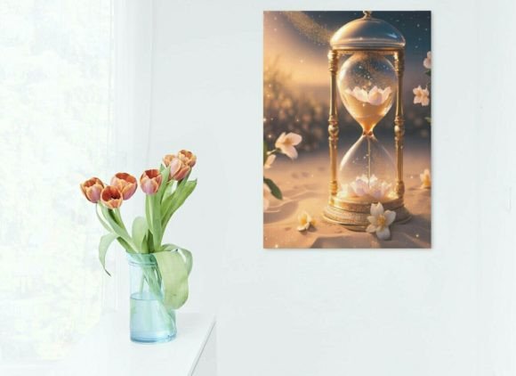 Download Hourglass with Flowers Printable Wallart - Wallart Collection