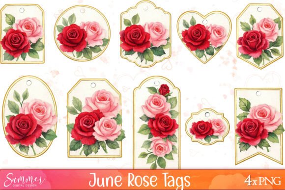 Download June Rose Gift Tags Sheets Printable - June Collection