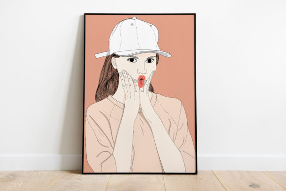 Download WallArt a Girl Showing a Cute Expression - Wallart Collection