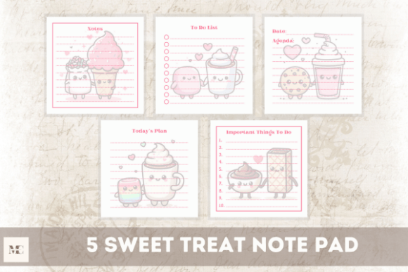 Download 5 Sweet Treat Note Pad Stationery - Stationery Collection